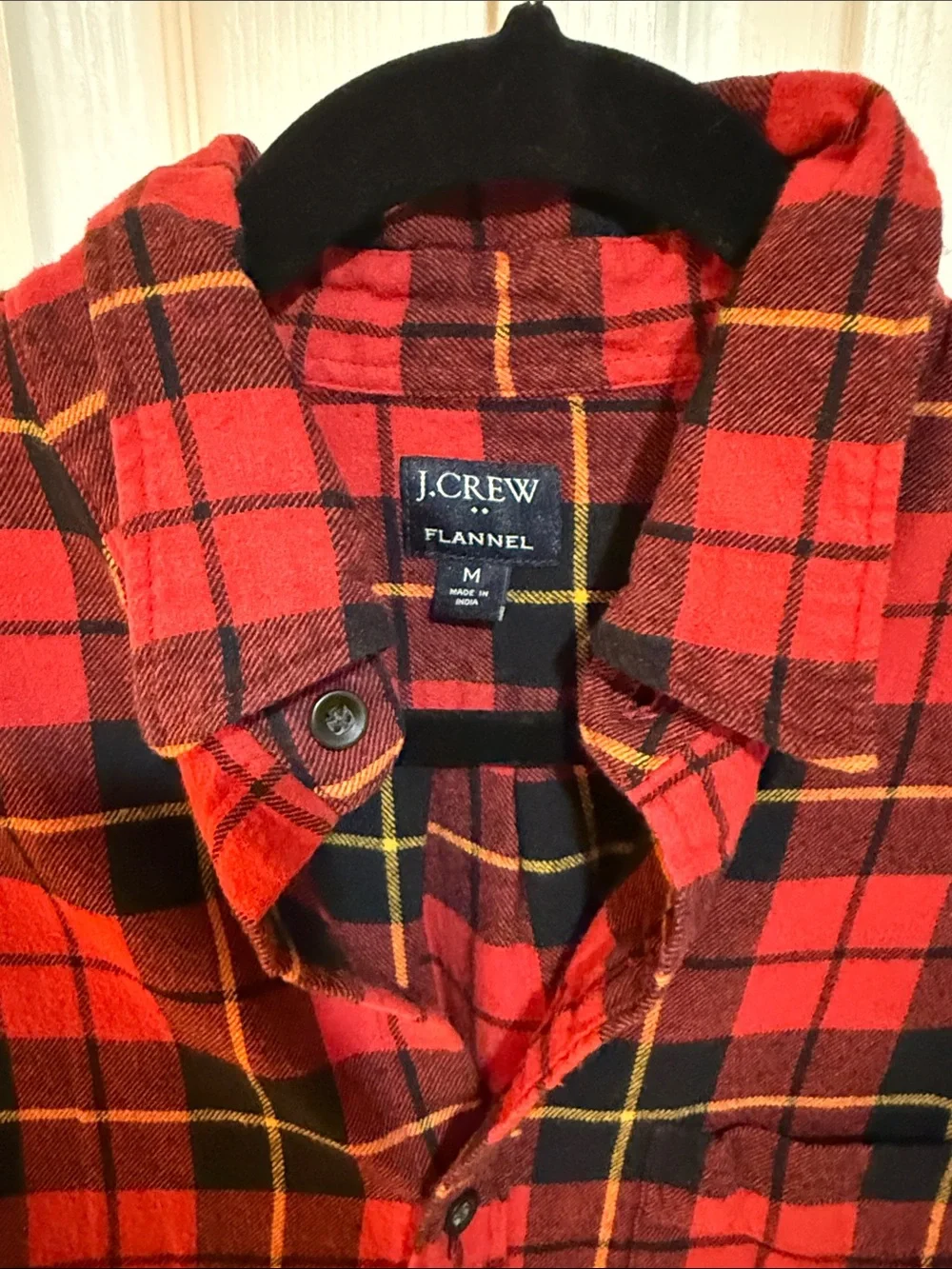 J.Crew Men’s Slim Fit Flannel Shirt Red Navy Yellow Plaid AZ837